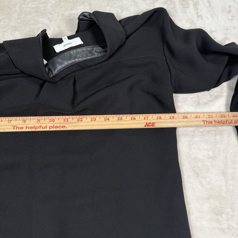 Vince Womens‎ Black Faux Leather Trim Knee Length Shirt Shift Dress Size XS - Picture 5 of 8